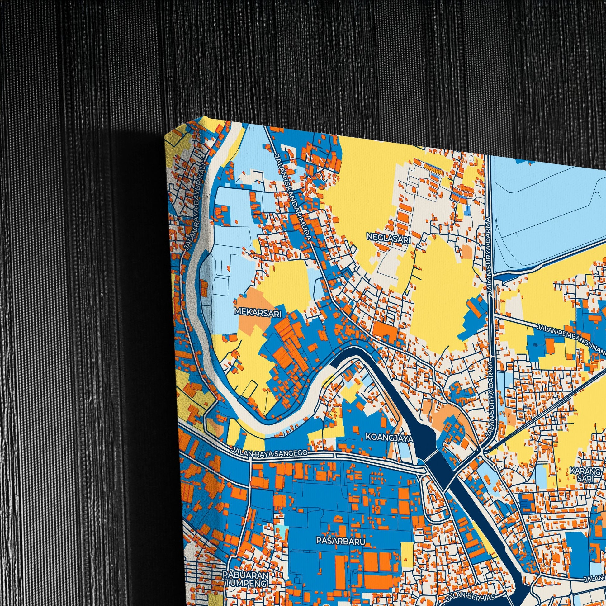 Tangerang Indonesia Colorful City Map Canvas Print Detail
