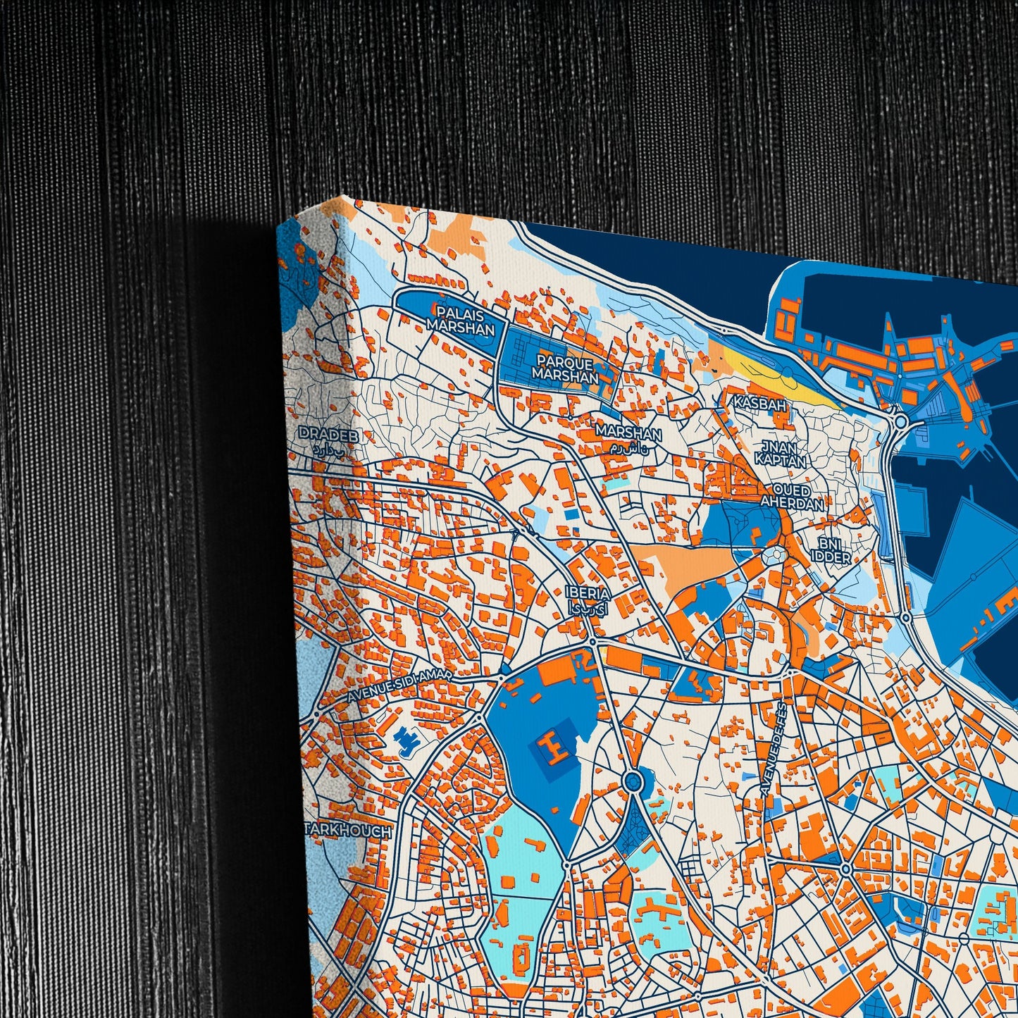 Tangier Morocco Colorful City Map Canvas Print Detail