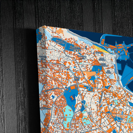 Tangier Morocco Colorful City Map Canvas Print Detail