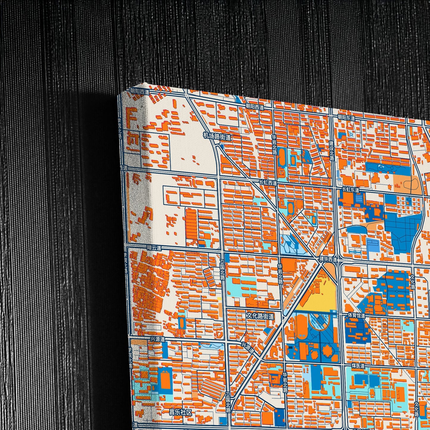 Tangshan China Colorful City Map Canvas Print Detail