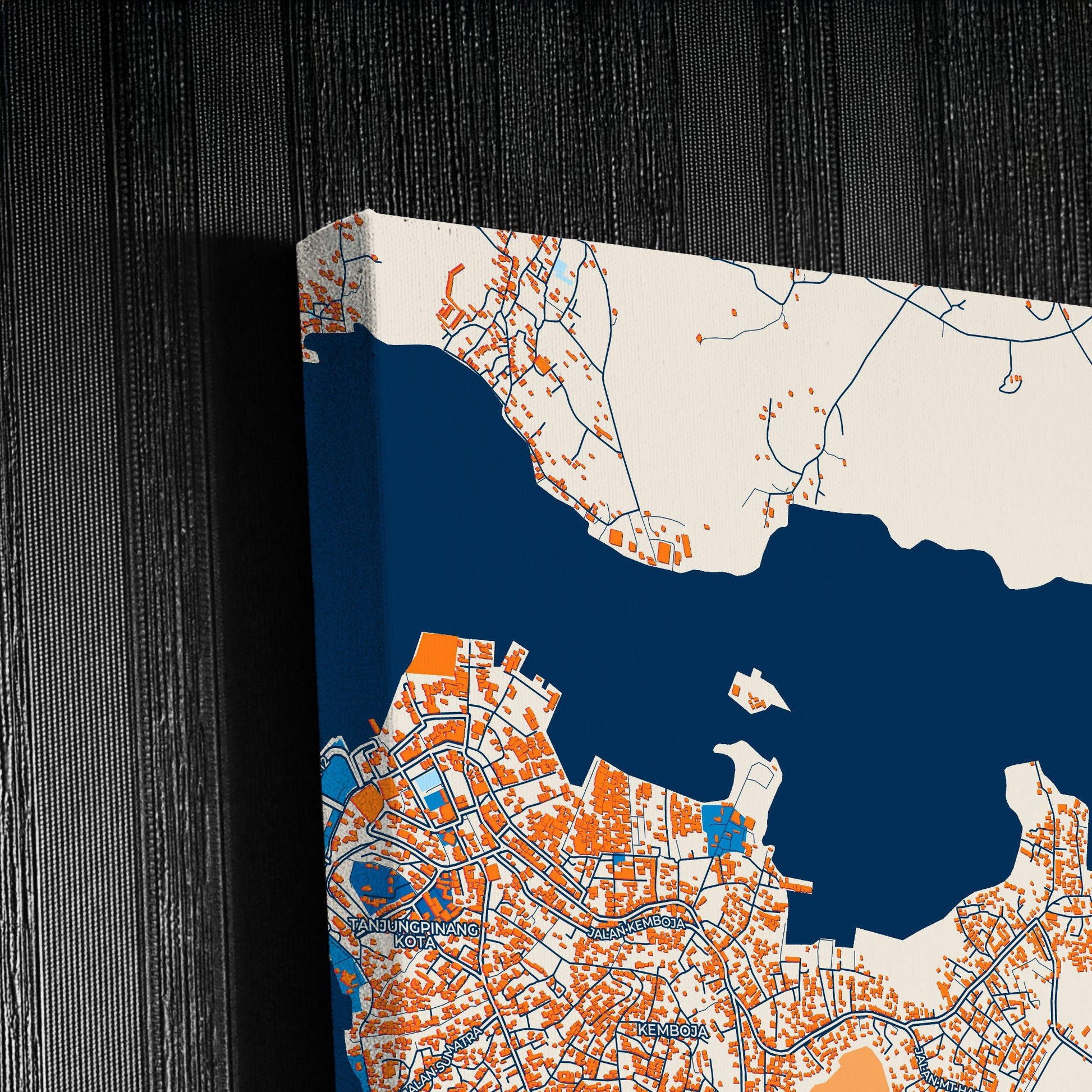 Tanjung Pinang Indonesia Colorful City Map Canvas Print Detail