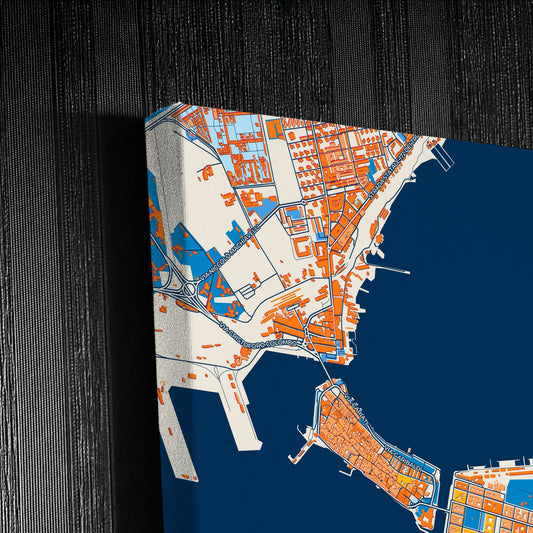 Taranto  Italy Colorful City Map Canvas Print Detail