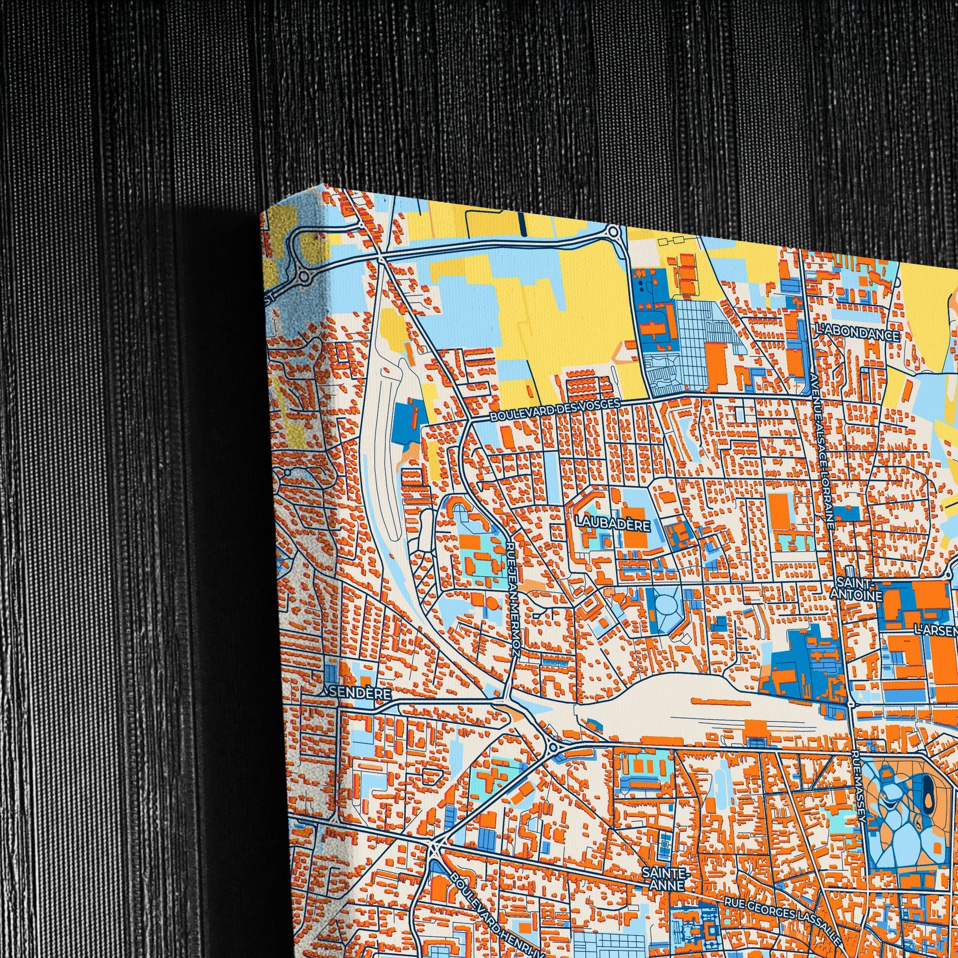 Tarbes France Colorful City Map Canvas Print Detail