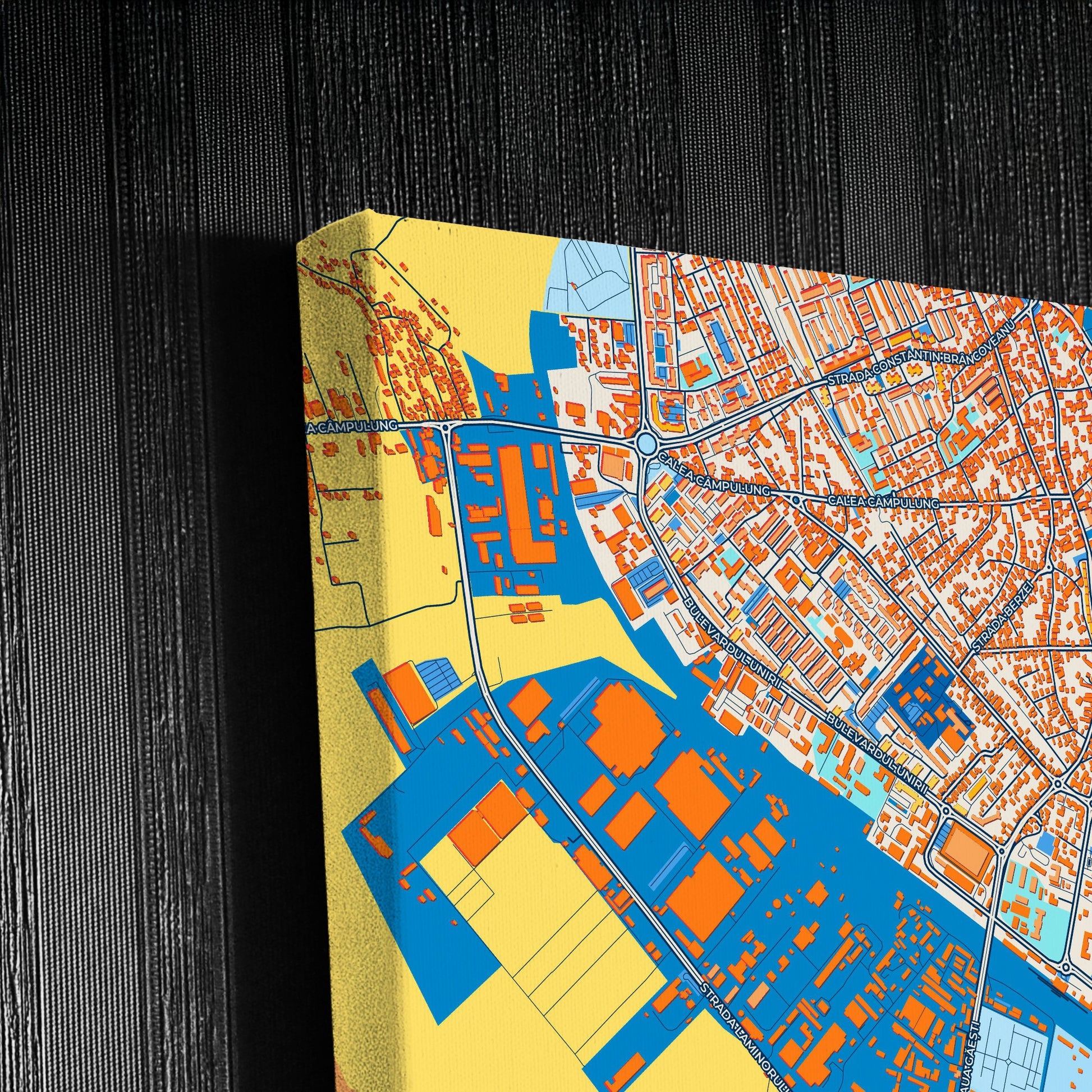 Târgoviște Romania Colorful City Map Canvas Print Detail