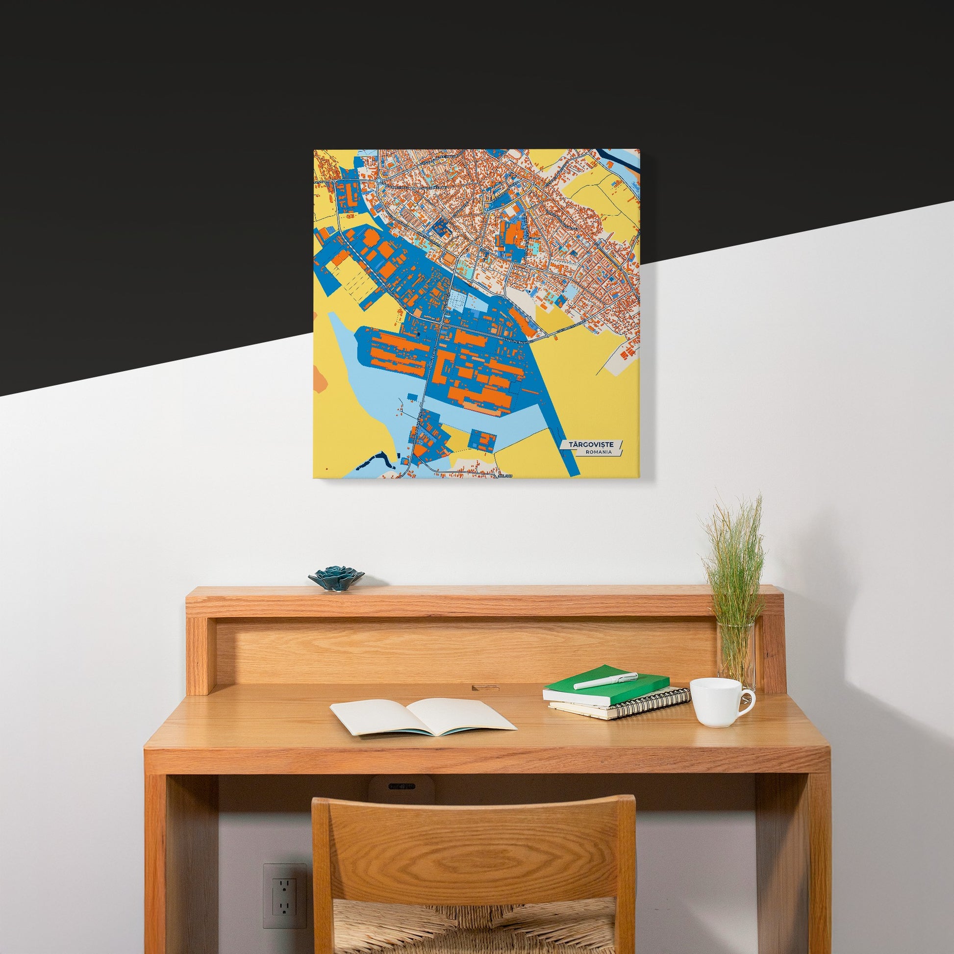 Târgoviște Romania Colorful City Map Canvas Print Scene