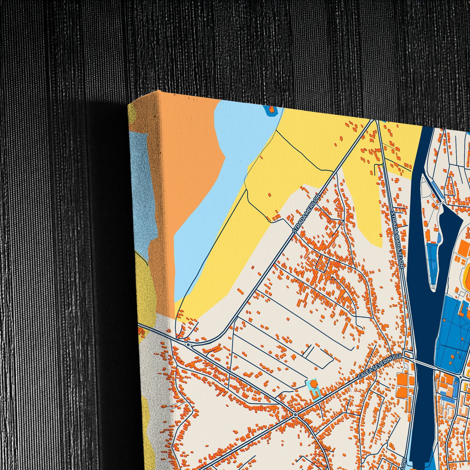 Târgu Jiu Romania Colorful City Map Canvas Print Detail