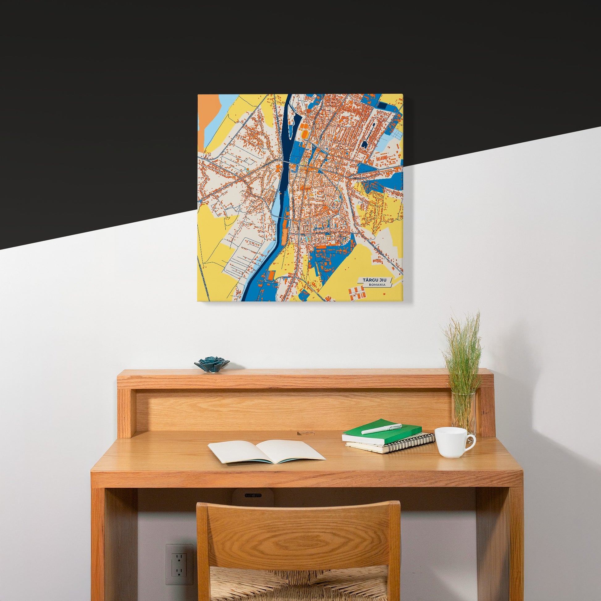 Târgu Jiu Romania Colorful City Map Canvas Print Scene