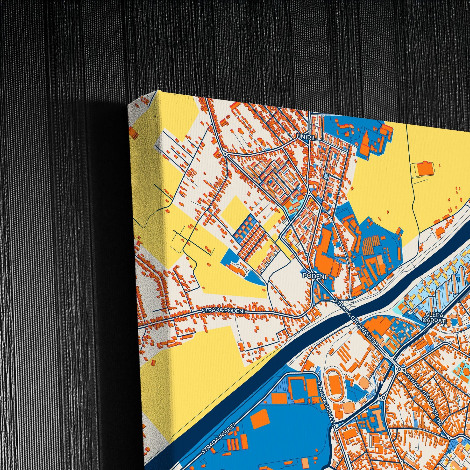 Târgu Mureș Romania Colorful City Map Canvas Print Detail