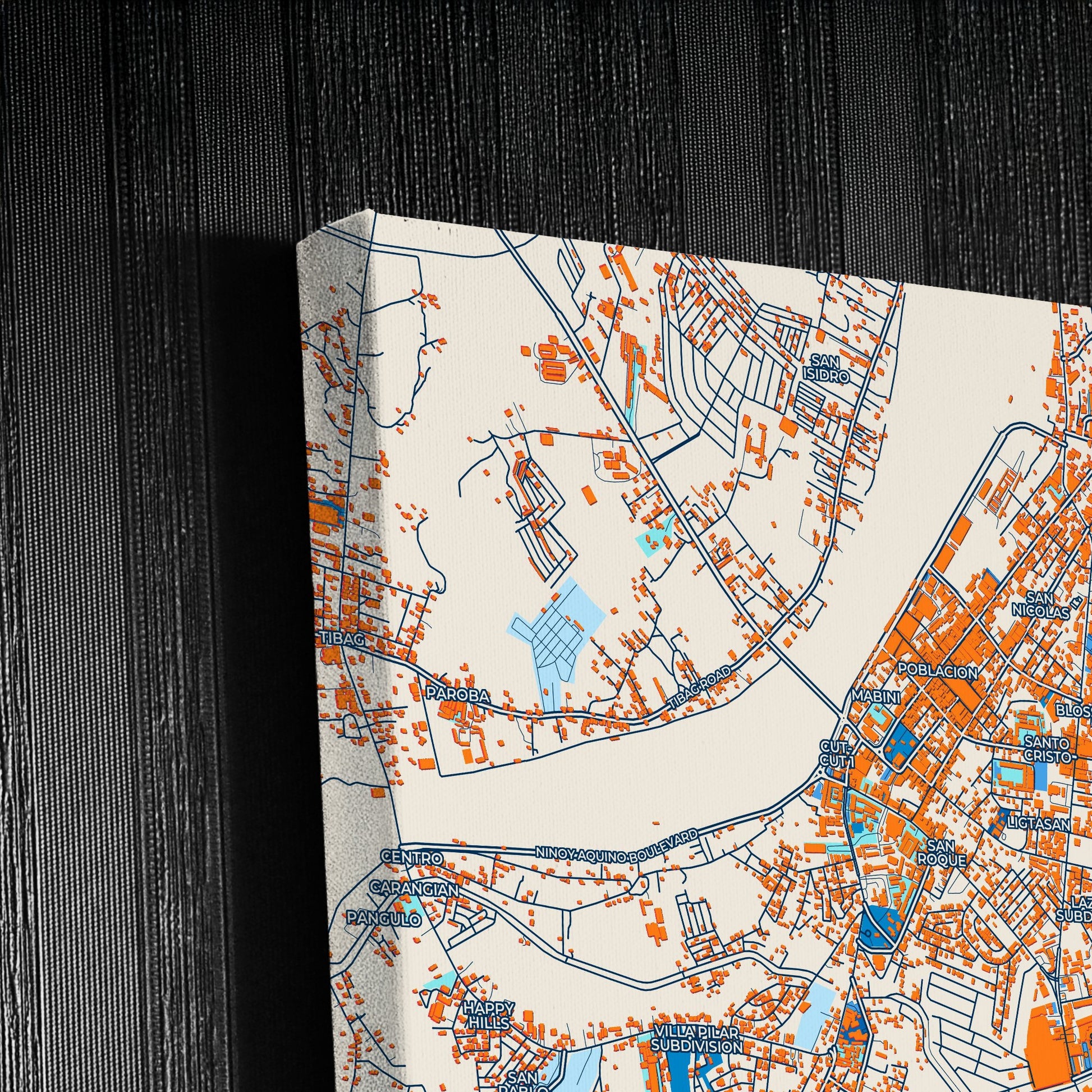 Tarlac City Philippines Colorful City Map Canvas Print Detail