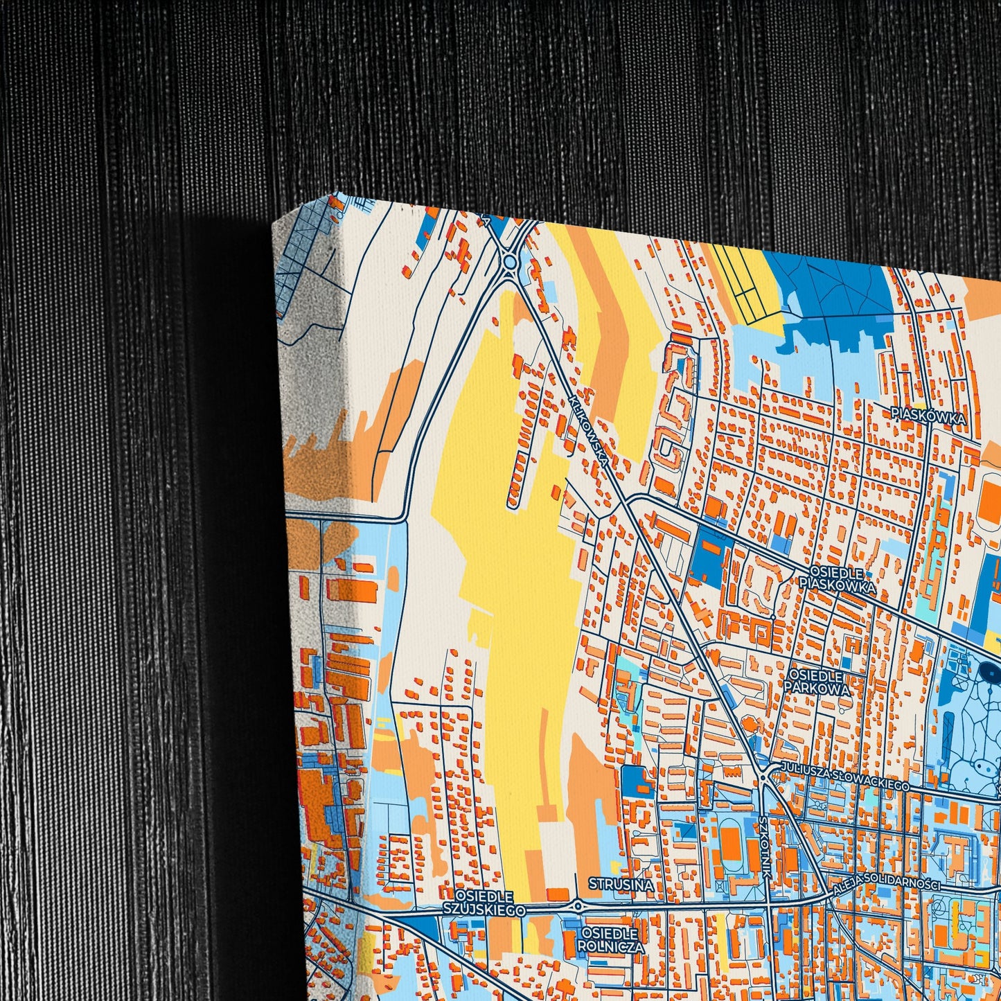 Tarnów Poland Colorful City Map Canvas Print Detail