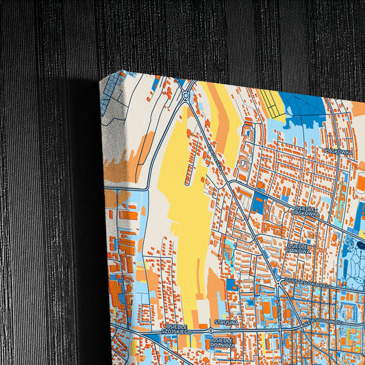 Tarnów Poland Colorful City Map Canvas Print Detail