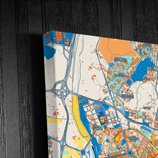 Tarragona Spain Colorful City Map Canvas Print Detail