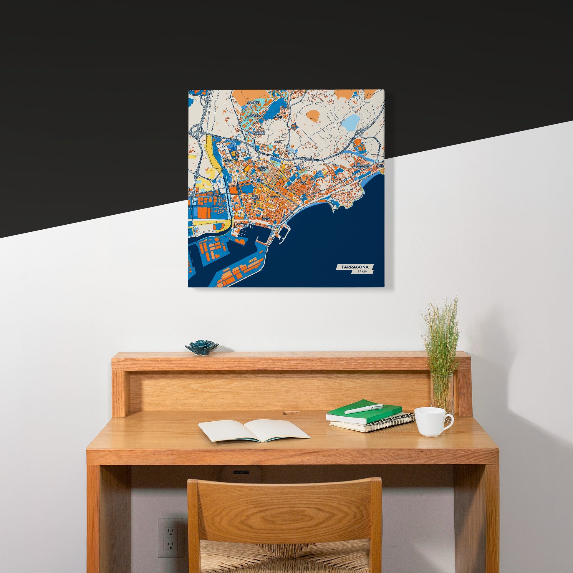 Tarragona Spain Colorful City Map Canvas Print Scene