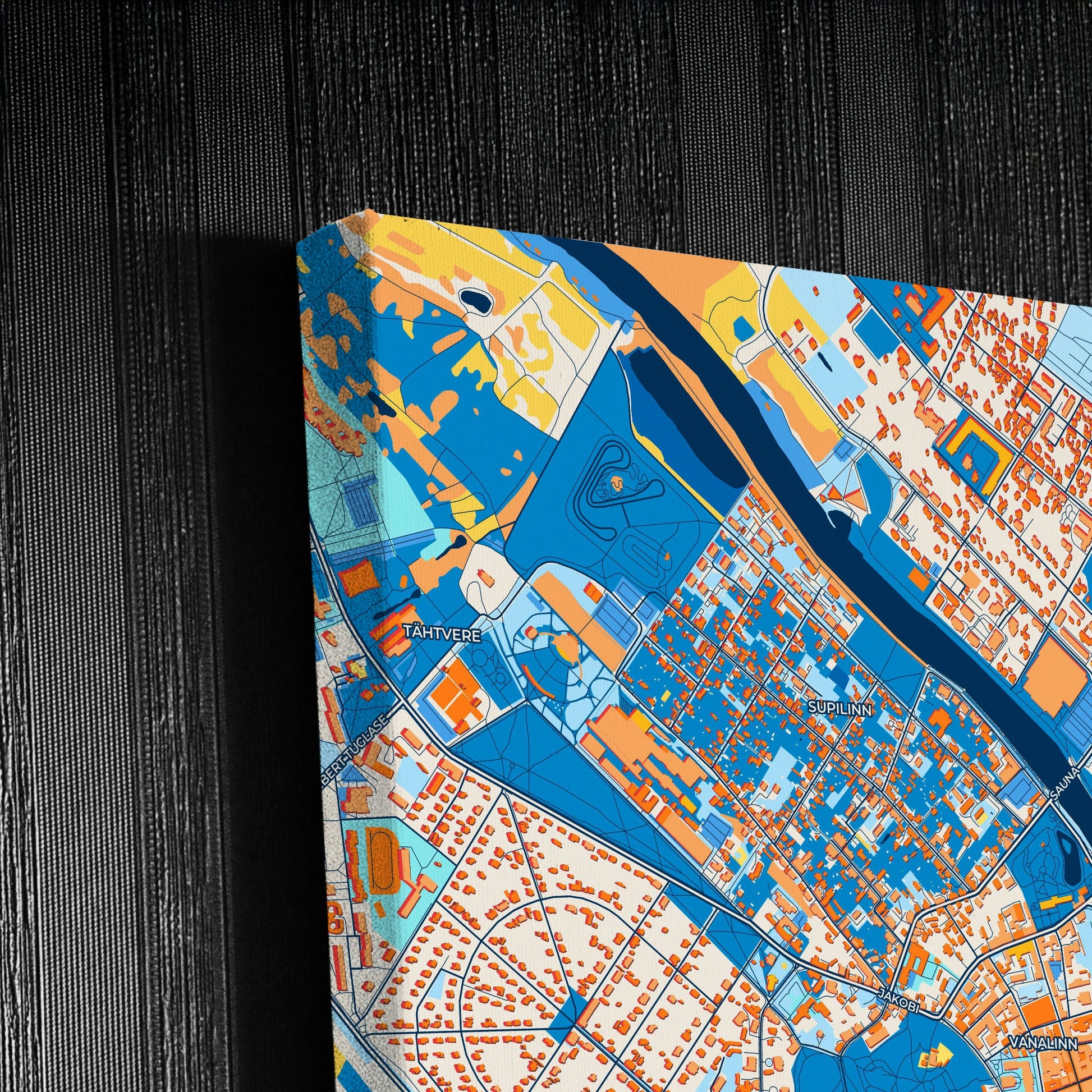 Tartu Estonia Colorful City Map Canvas Print Detail