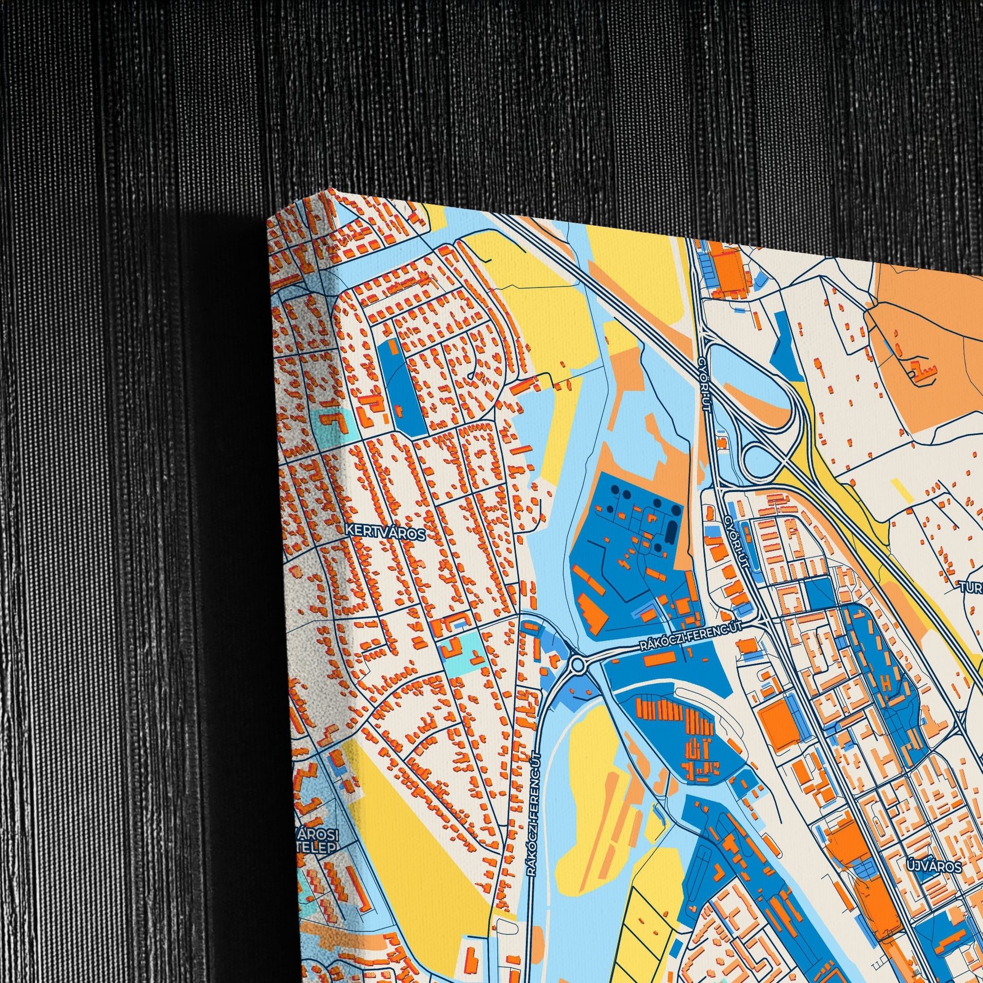 Tatabánya Hungary Colorful City Map Canvas Print Detail