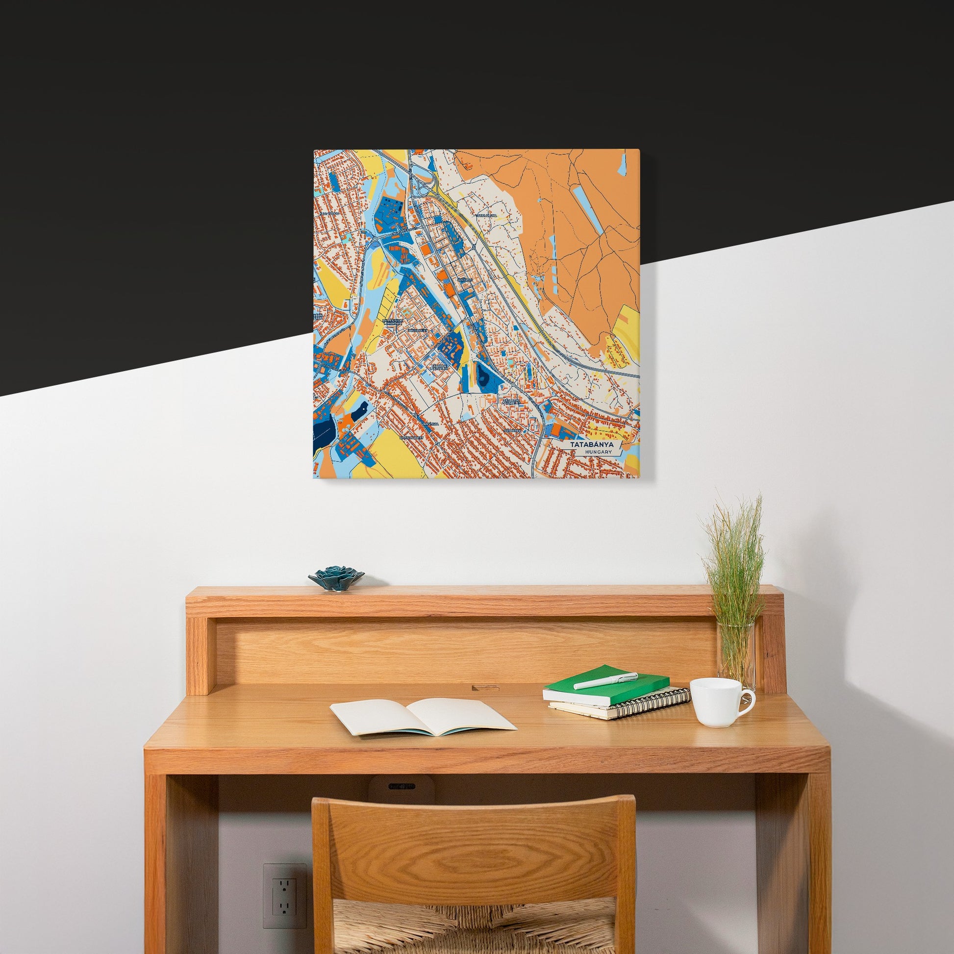 Tatabánya Hungary Colorful City Map Canvas Print Scene