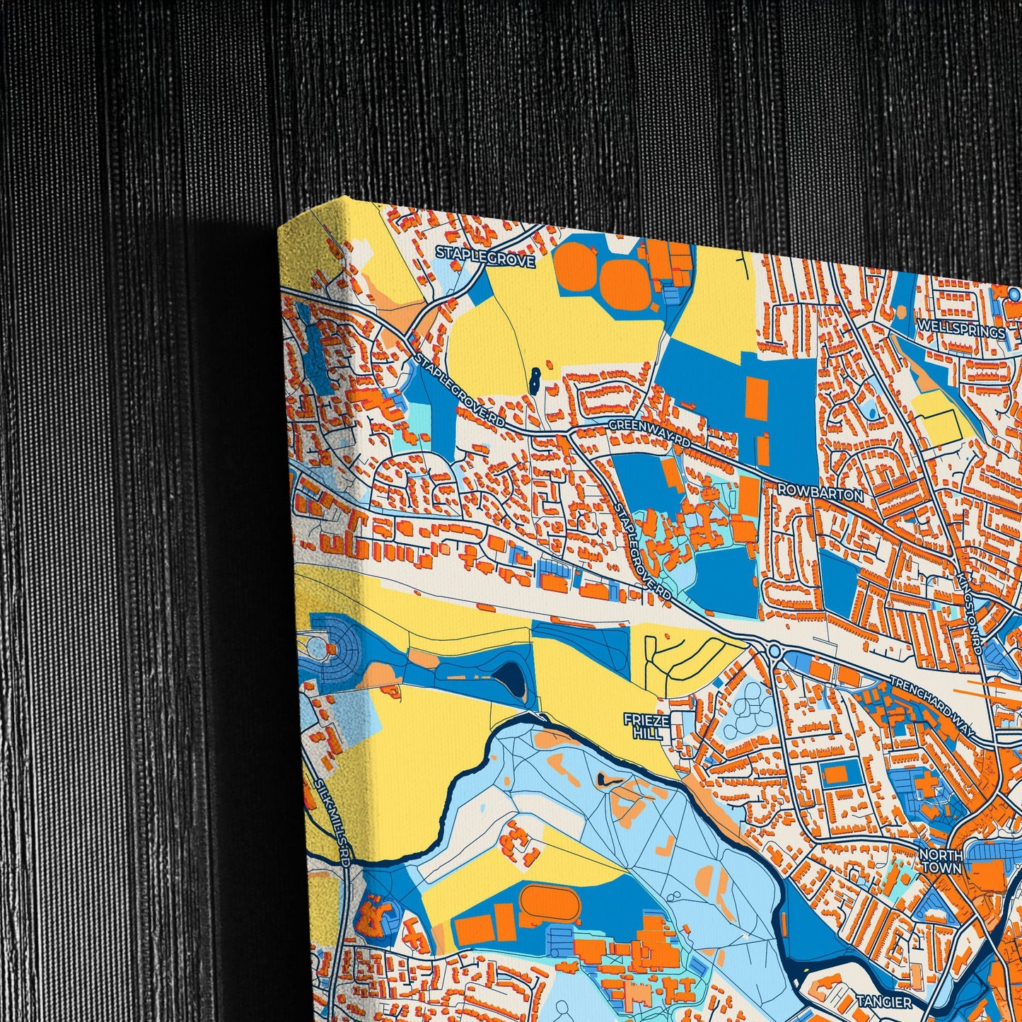 Taunton England Colorful City Map Canvas Print Detail