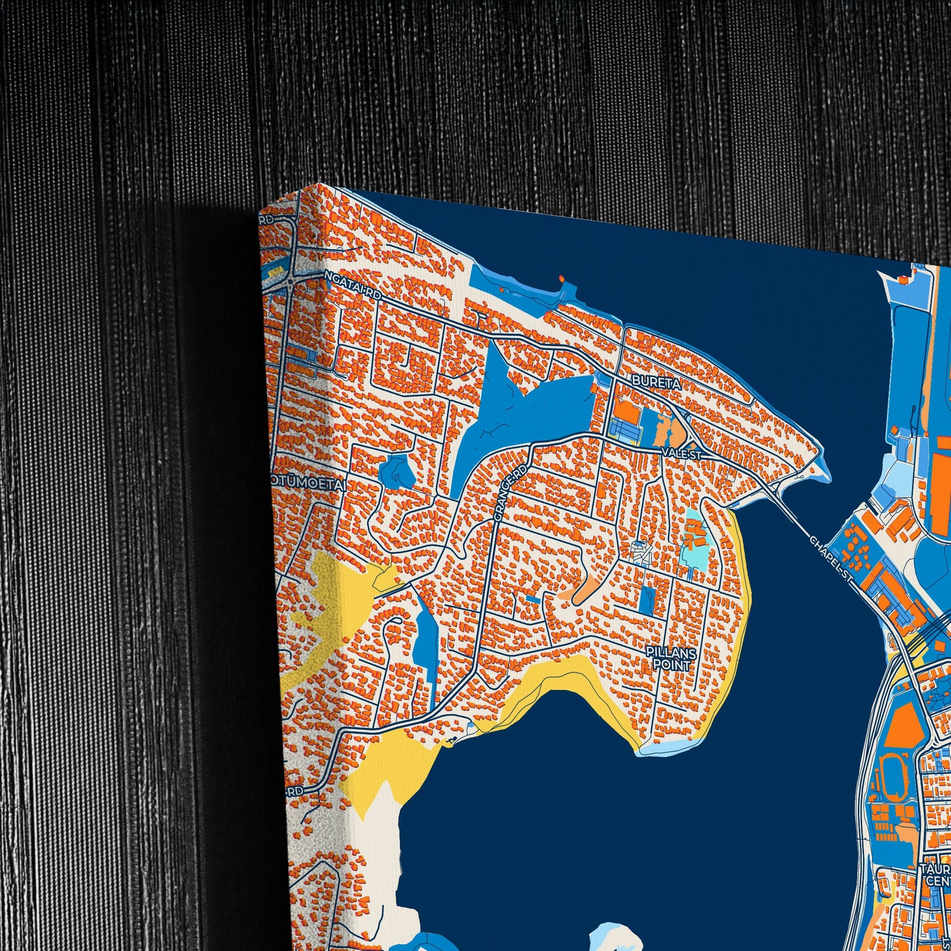 Tauranga New Zealand Colorful City Map Canvas Print Detail