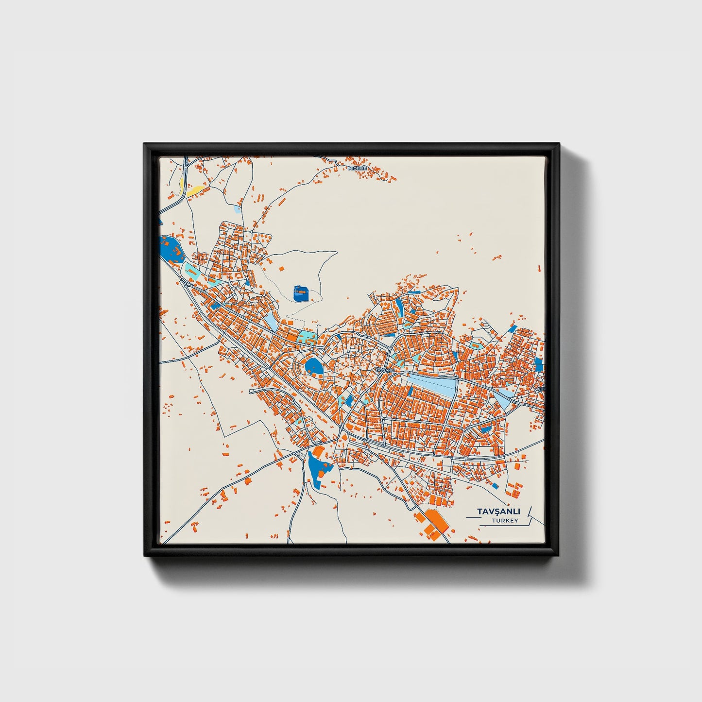 Tavşanli Turkey Colorful City Map Canvas Print • Black Framed