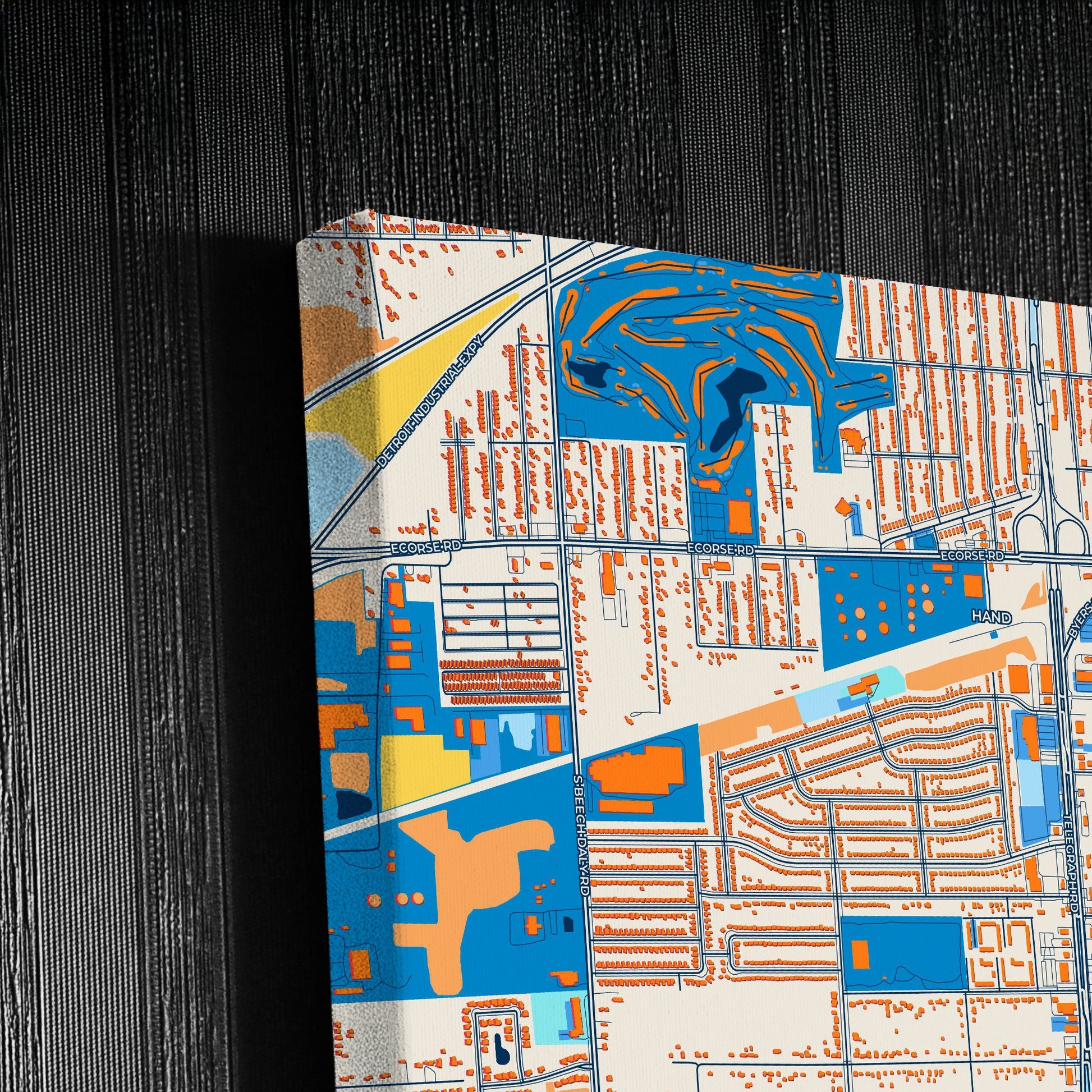 Taylor Michigan Colorful City Map Canvas Print Detail