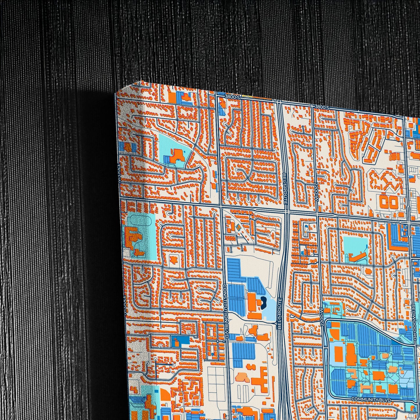 Taylorsville Utah Colorful City Map Canvas Print Detail