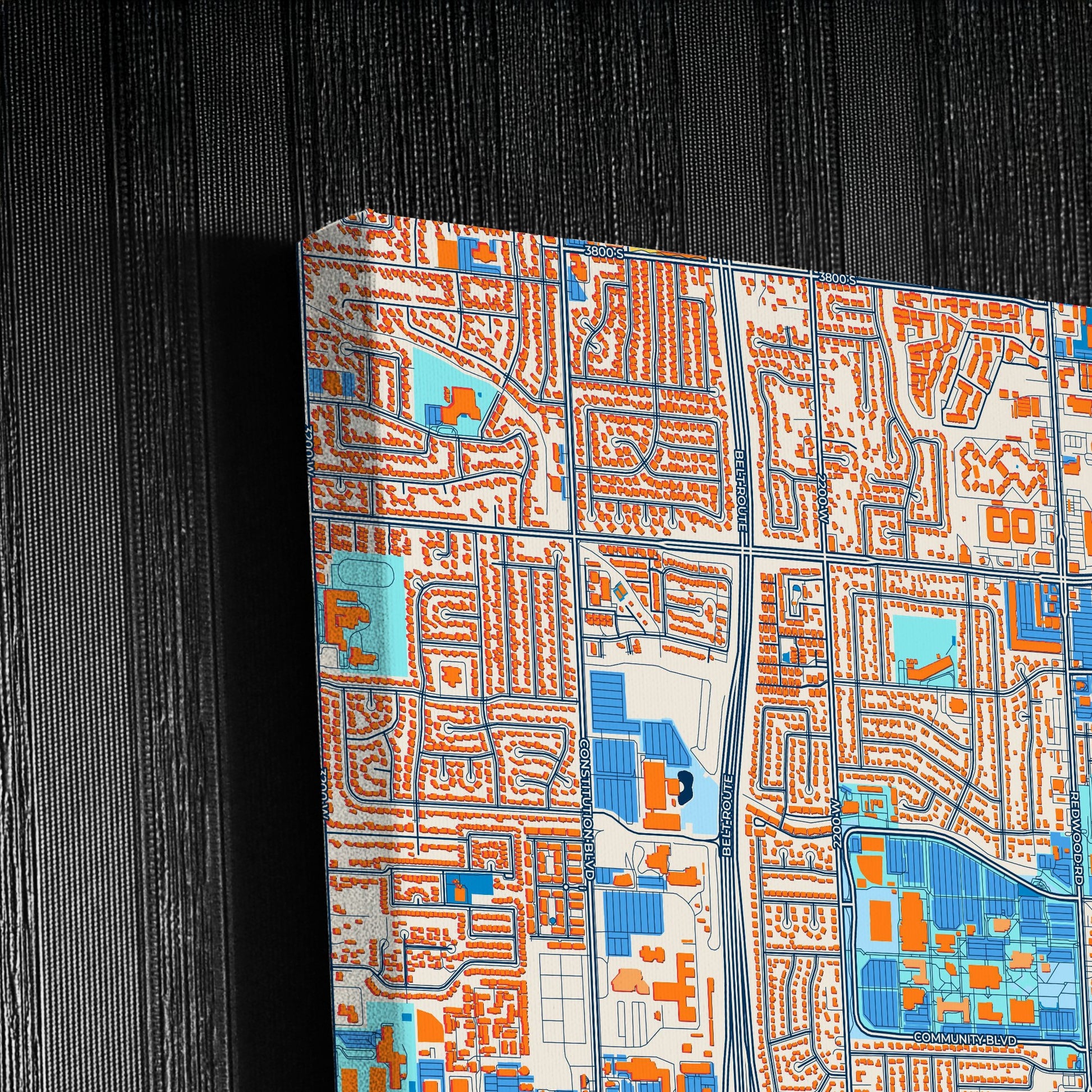Taylorsville Utah Colorful City Map Canvas Print Detail
