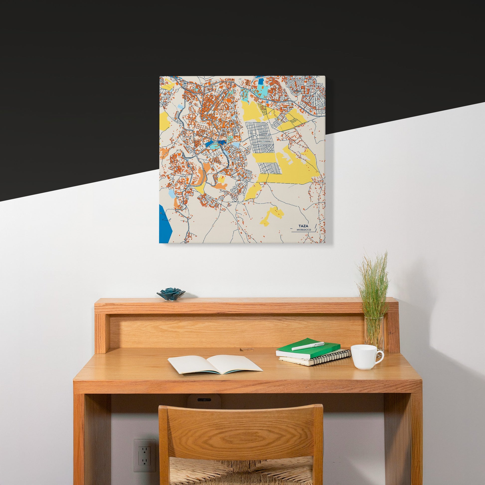 Taza Morocco Colorful City Map Canvas Print Scene