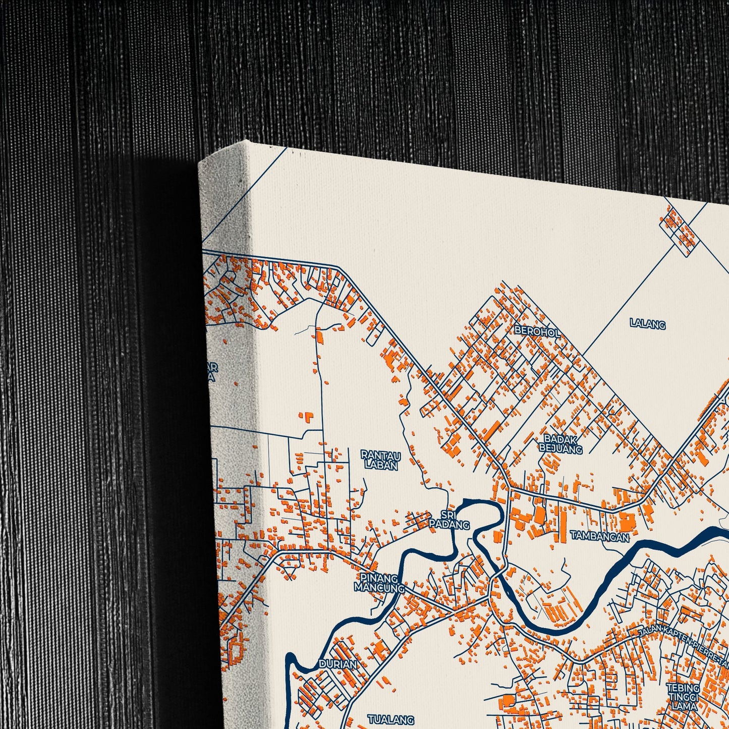Tebing Tinggi Indonesia Colorful City Map Canvas Print Detail