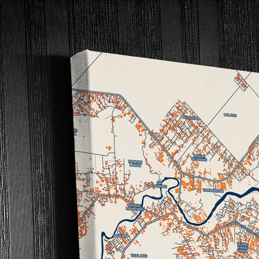 Tebing Tinggi Indonesia Colorful City Map Canvas Print Detail