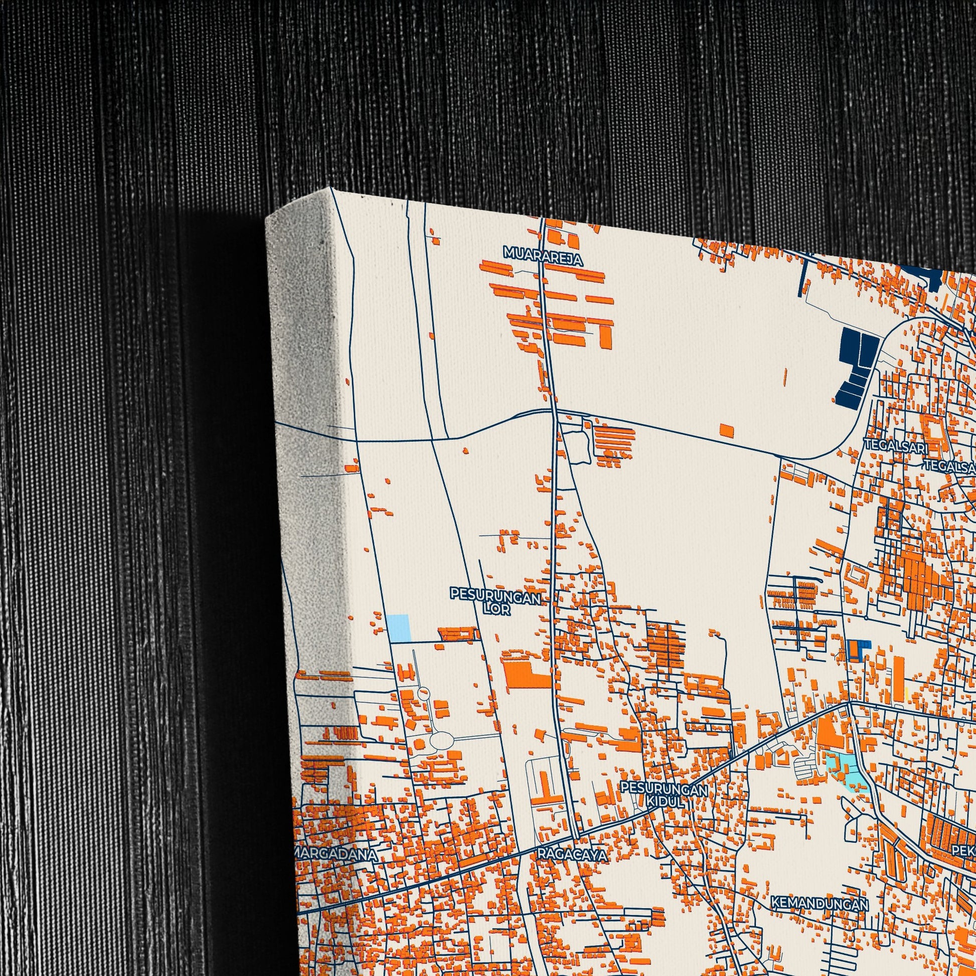 Tegal Indonesia Colorful City Map Canvas Print Detail