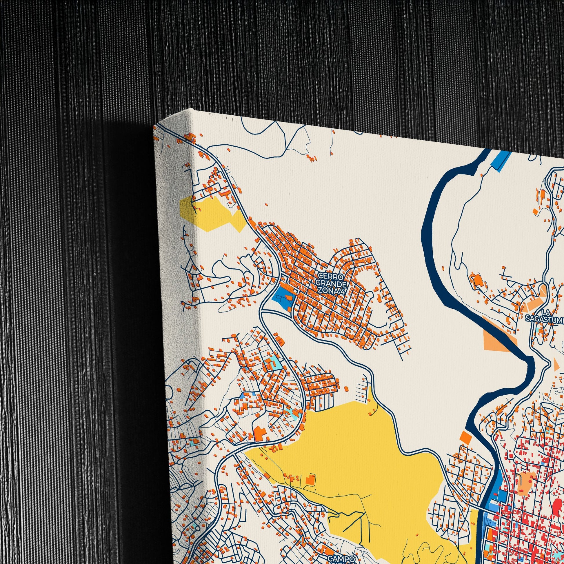 Tegucigalpa Honduras Colorful City Map Canvas Print Detail