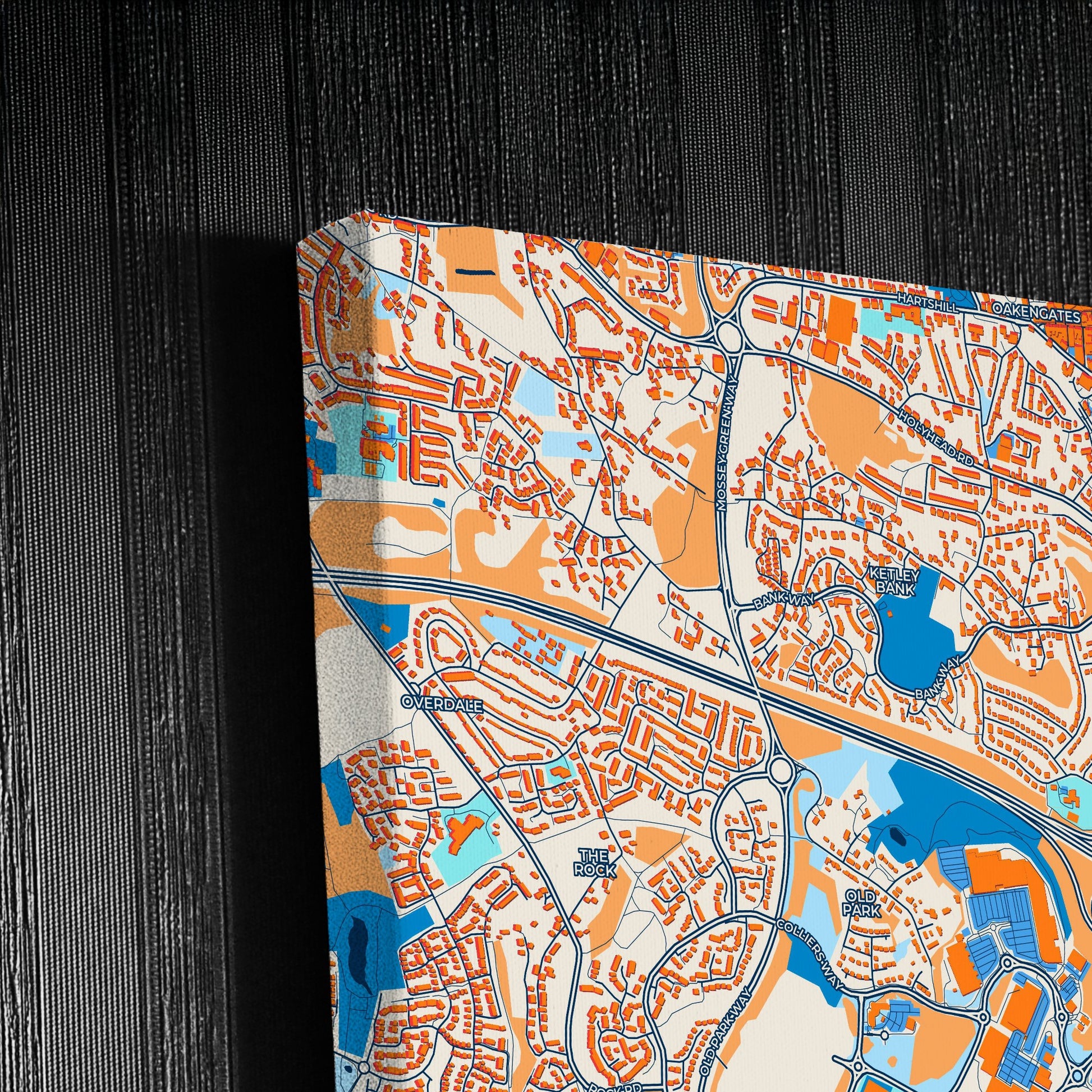 Telford England Colorful City Map Canvas Print Detail