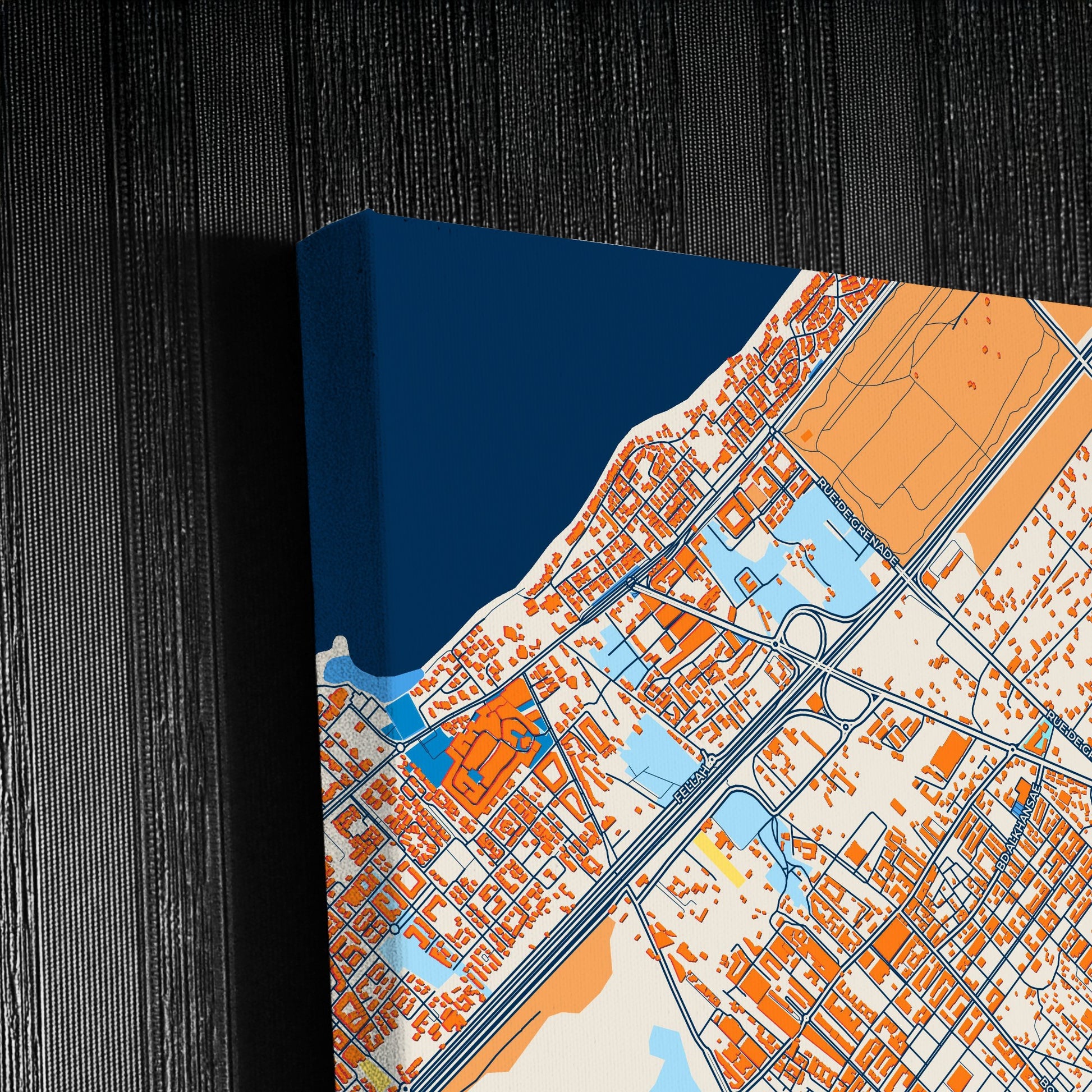 Temara Morocco Colorful City Map Canvas Print Detail