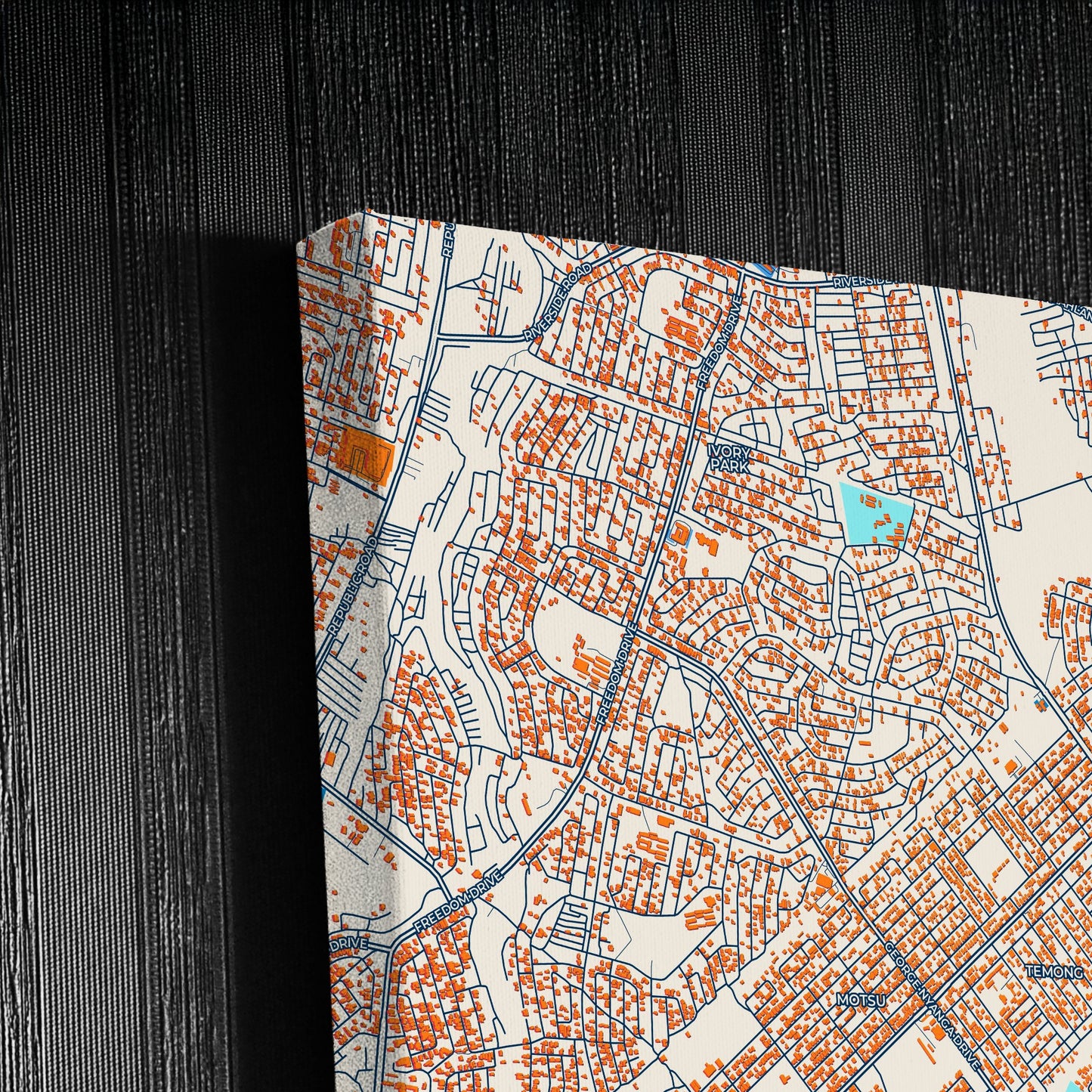 Tembisa South Africa Colorful City Map Canvas Print Detail