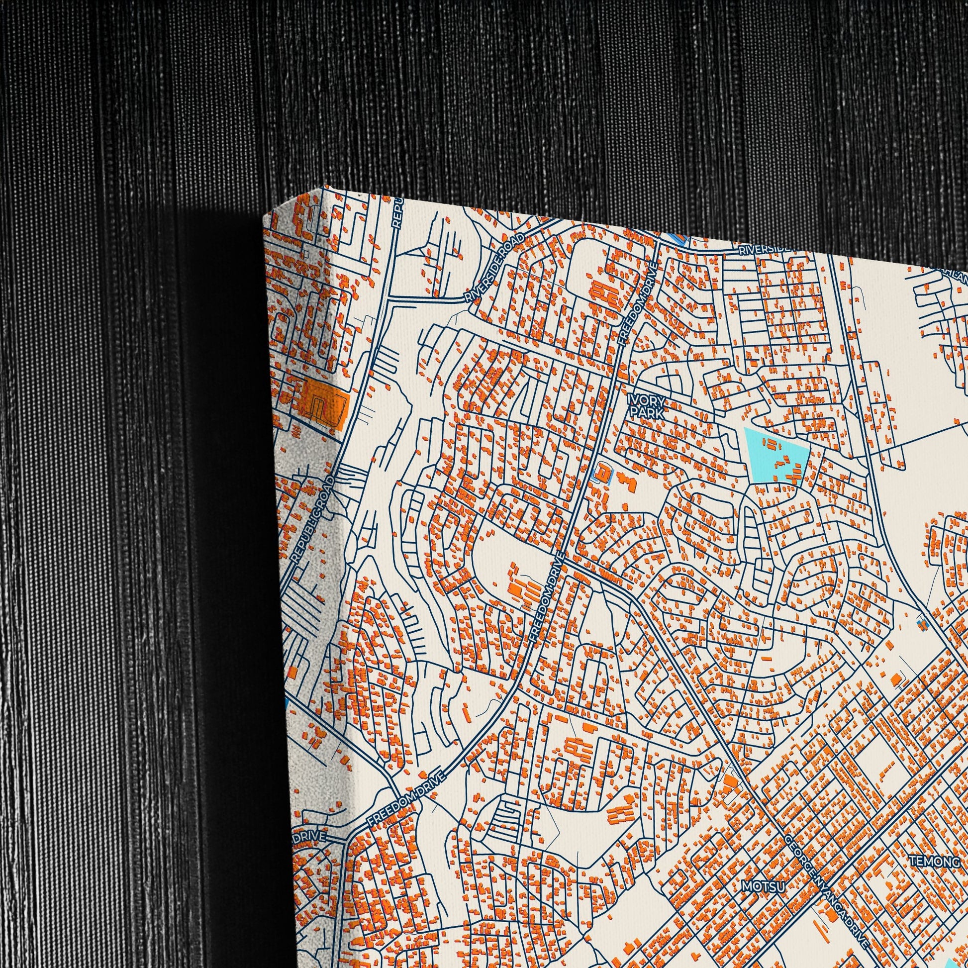 Tembisa South Africa Colorful City Map Canvas Print Detail