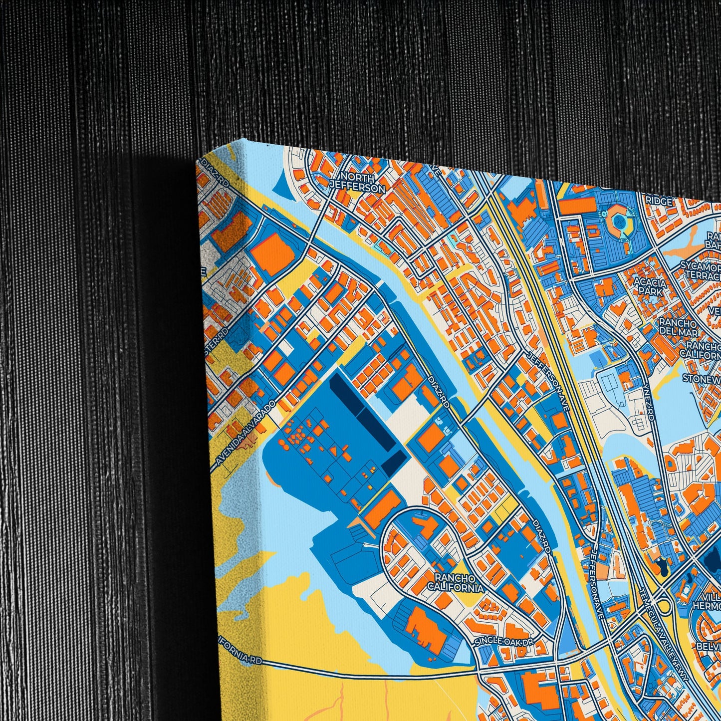 Temecula California Colorful City Map Canvas Print Detail