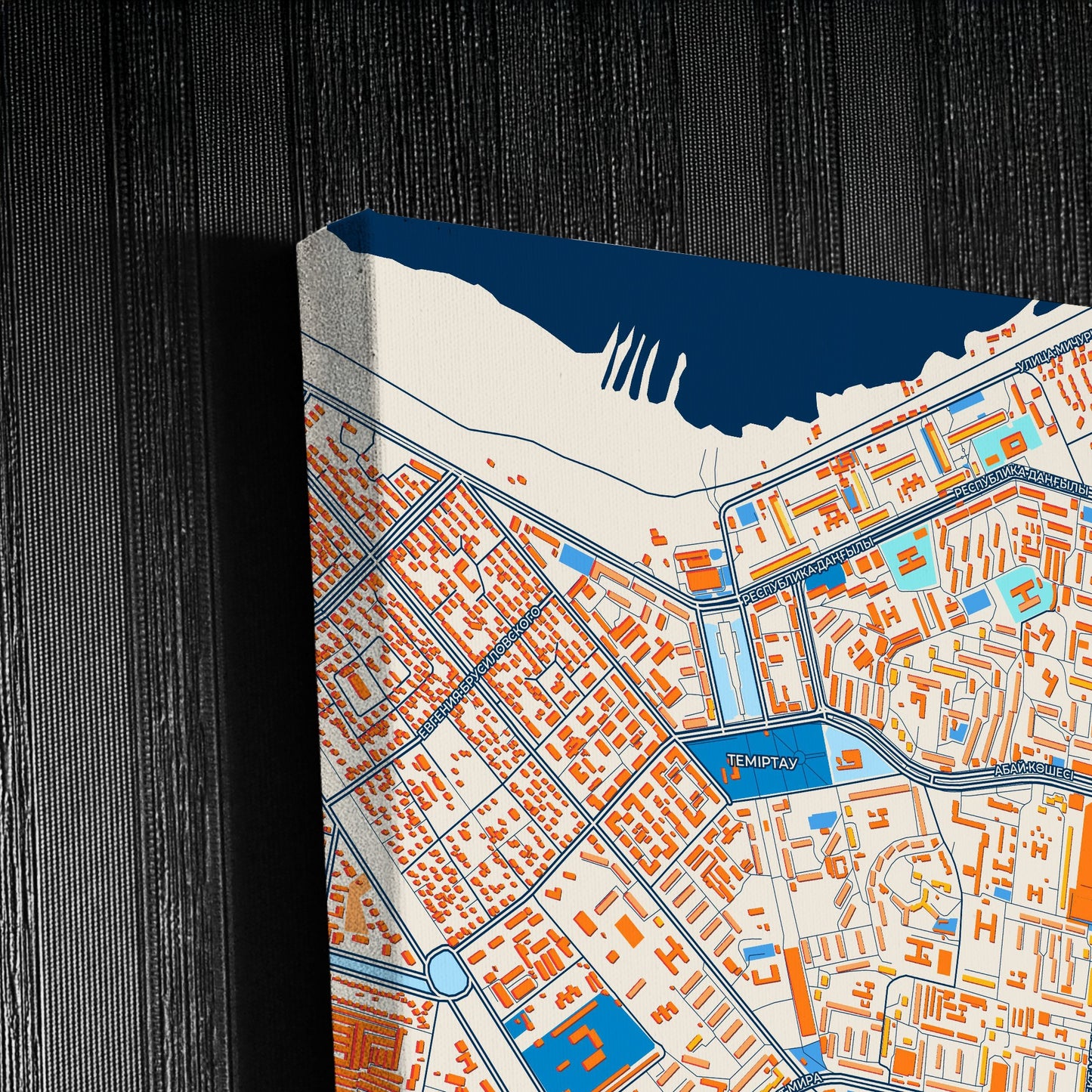 Temirtau Kazakhstan Colorful City Map Canvas Print Detail