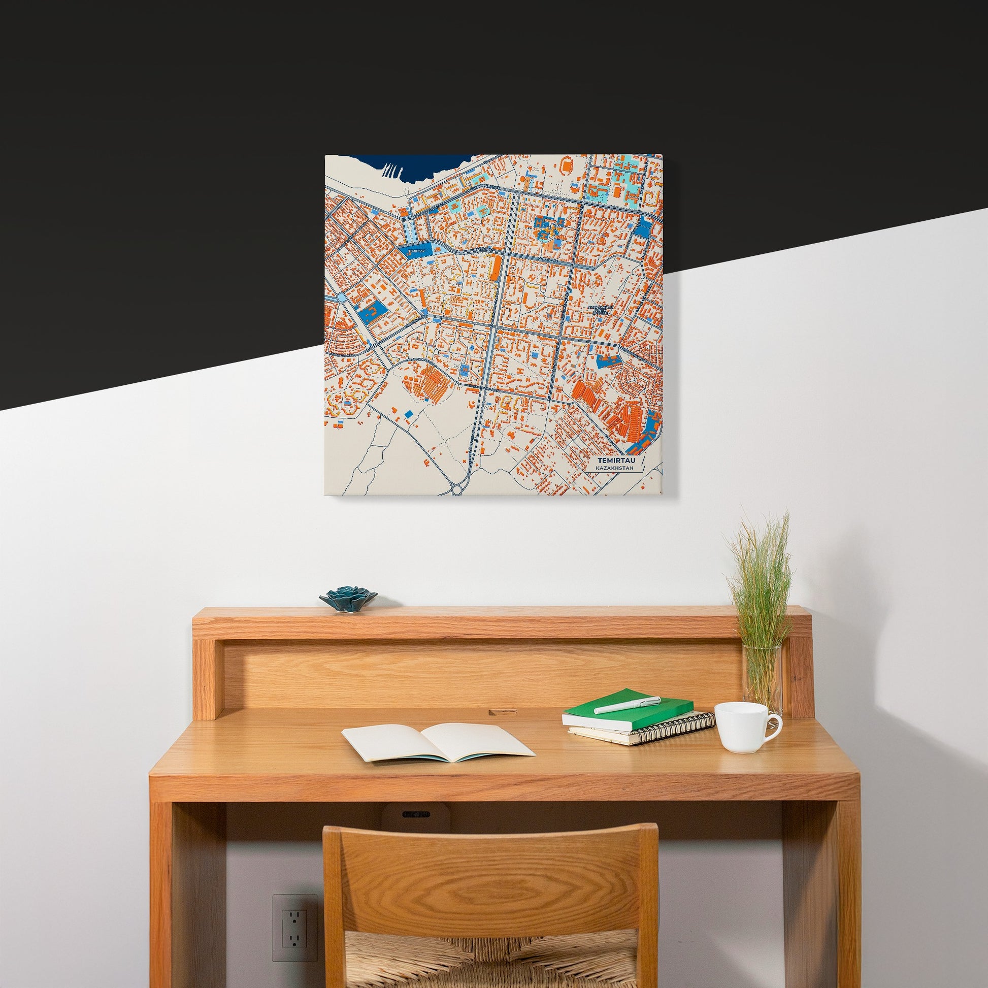 Temirtau Kazakhstan Colorful City Map Canvas Print Scene