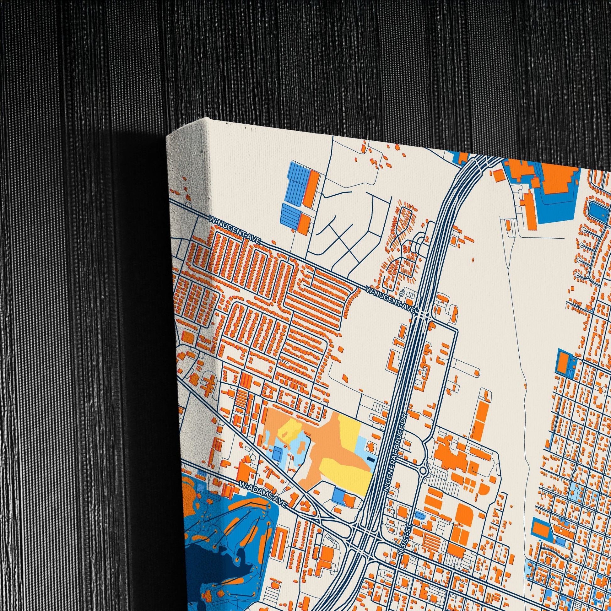 Temple Texas Colorful City Map Canvas Print Detail