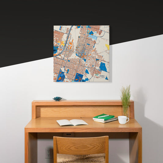 Temple Texas Colorful City Map Canvas Print Scene