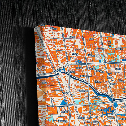 Tengzhou China Colorful City Map Canvas Print Detail