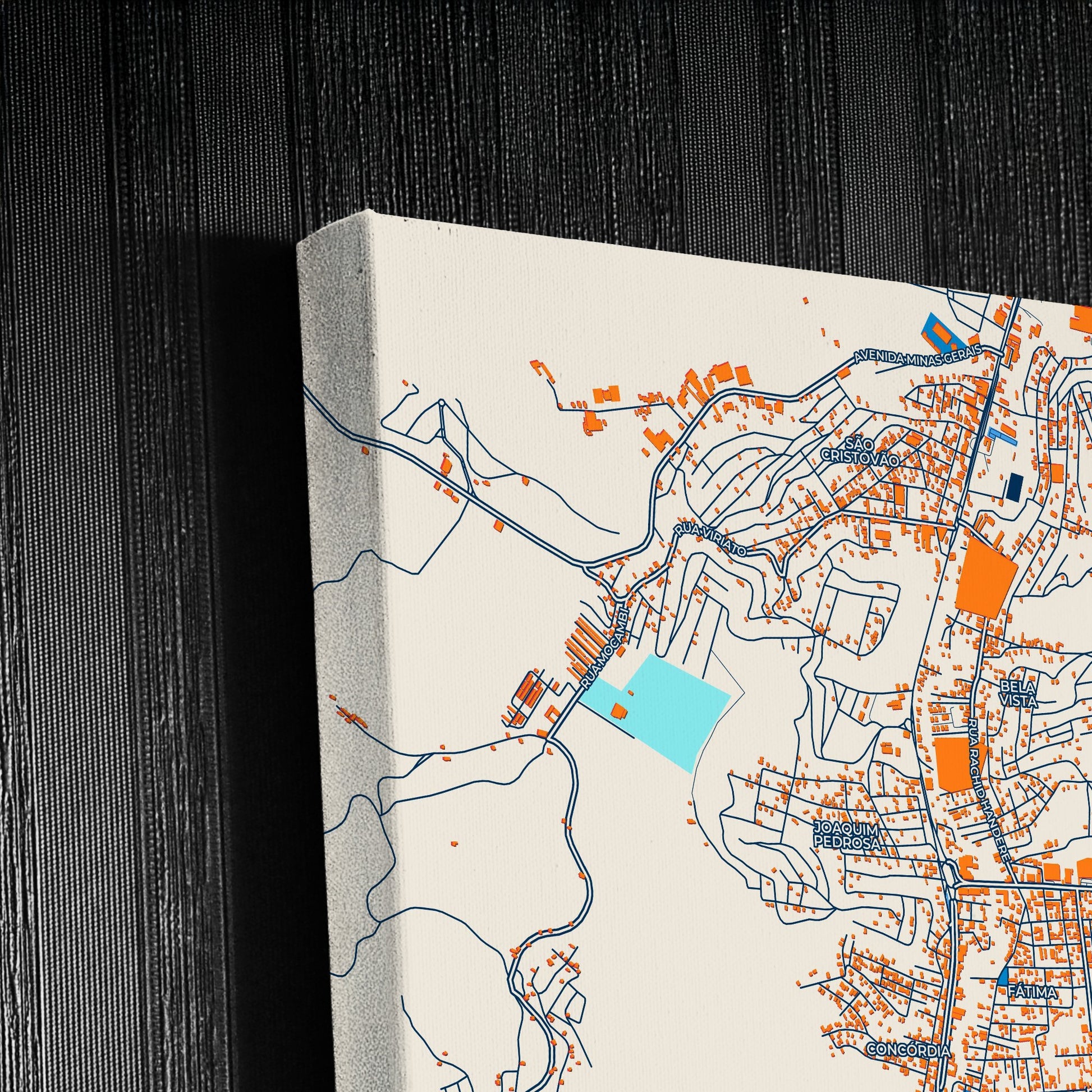 Teofilo Otoni Brazil Colorful City Map Canvas Print Detail