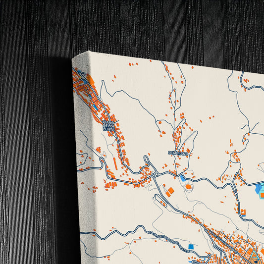 Teramo Italy Colorful City Map Canvas Print Detail