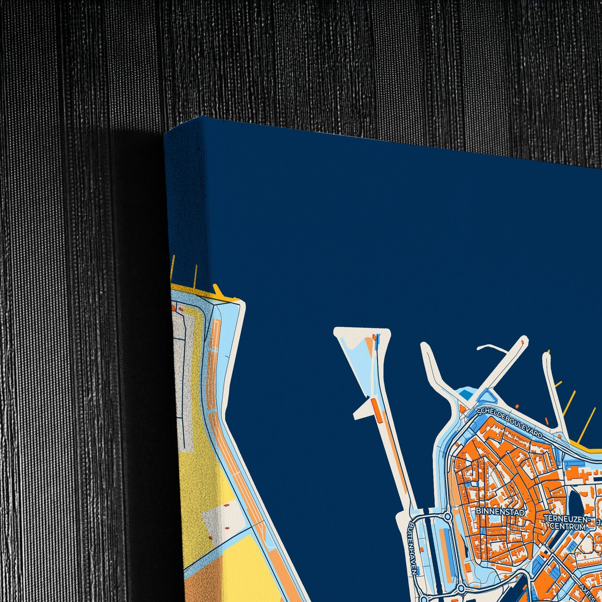 Terneuzen Netherlands Colorful City Map Canvas Print Detail