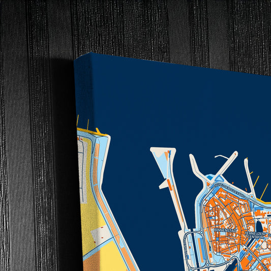 Terneuzen Netherlands Colorful City Map Canvas Print Detail
