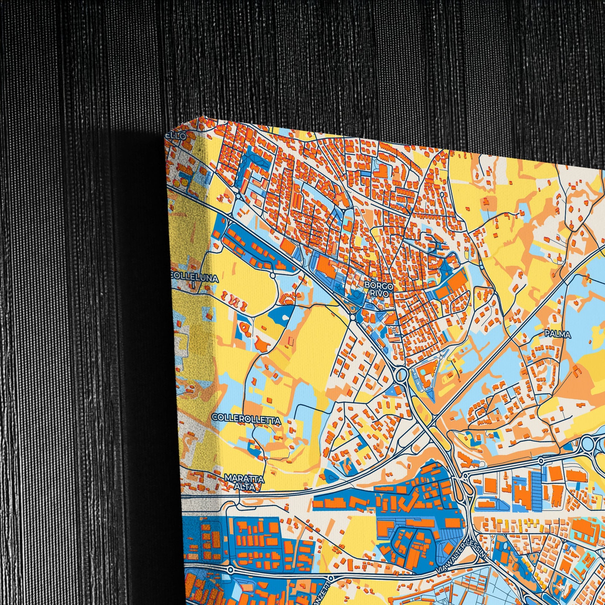 Terni Italy Colorful City Map Canvas Print Detail