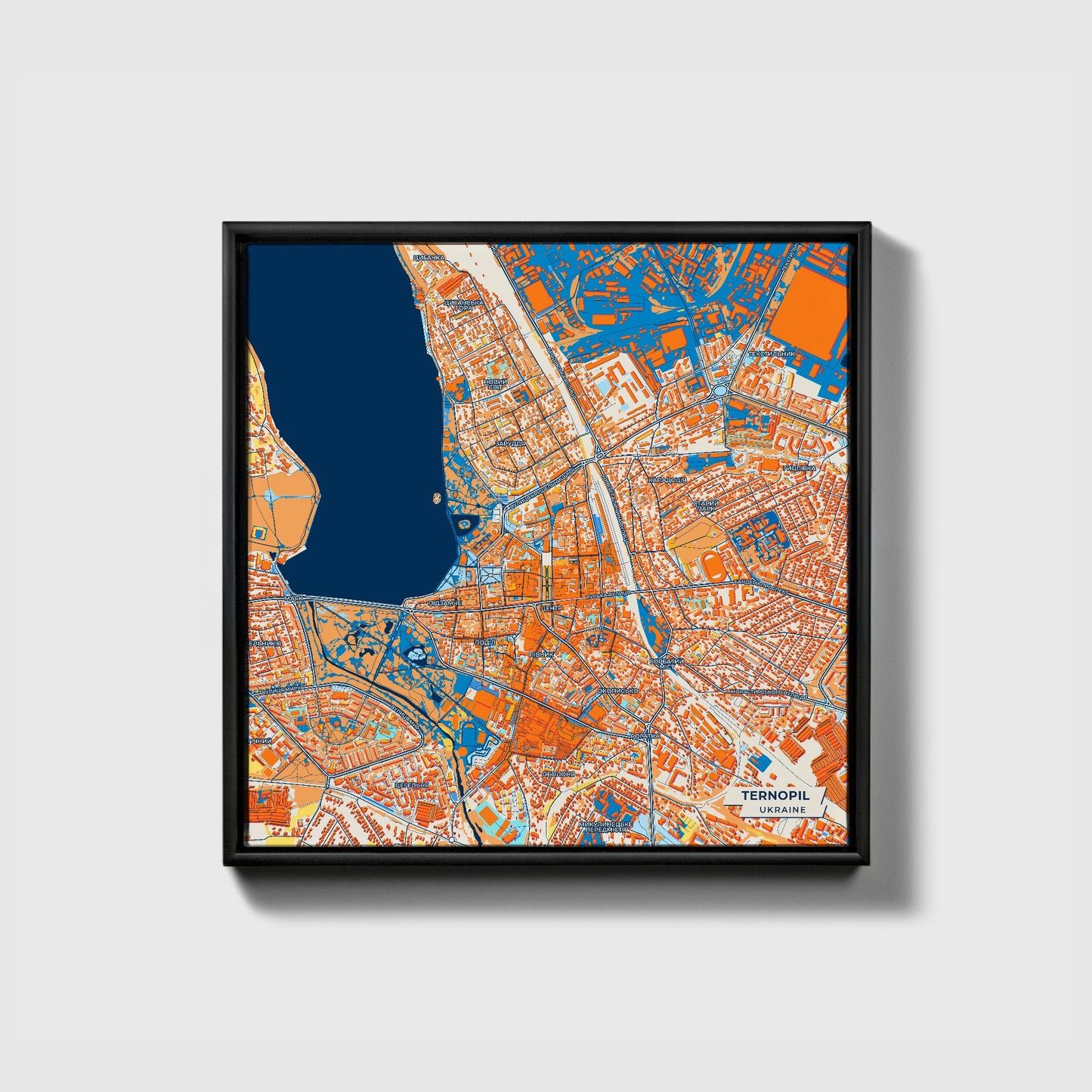 Тернопіл Ukraine Colorful City Map Canvas Print • Black Framed