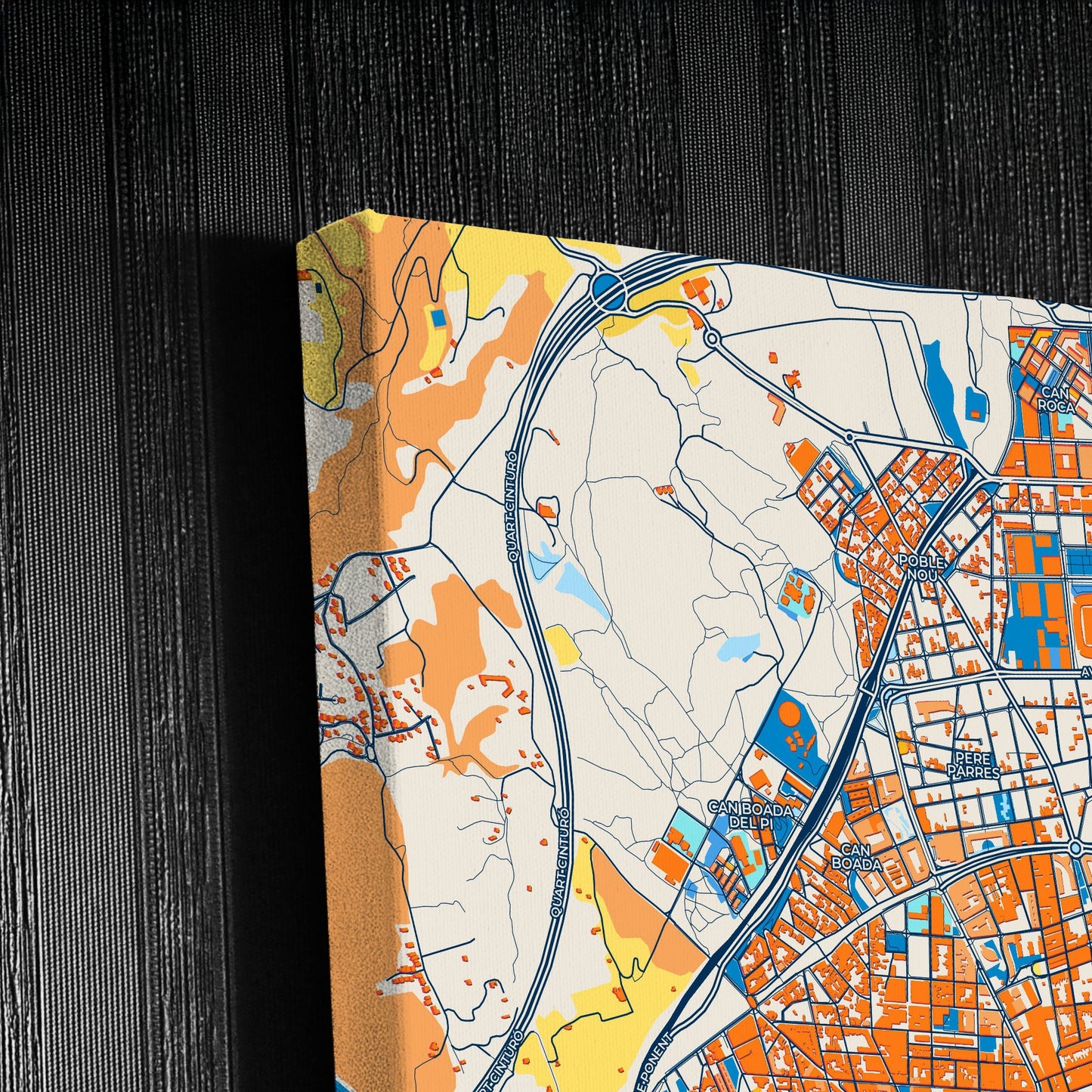 Terrassa Spain Colorful City Map Canvas Print Detail