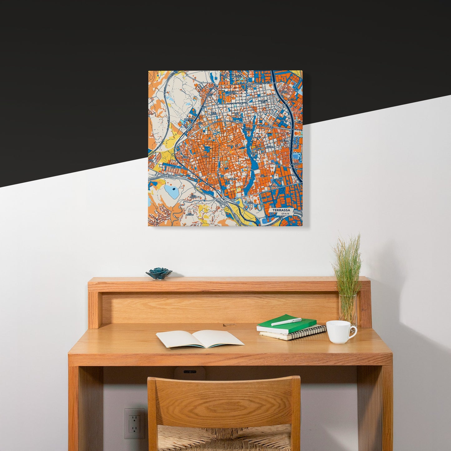 Terrassa Spain Colorful City Map Canvas Print Scene