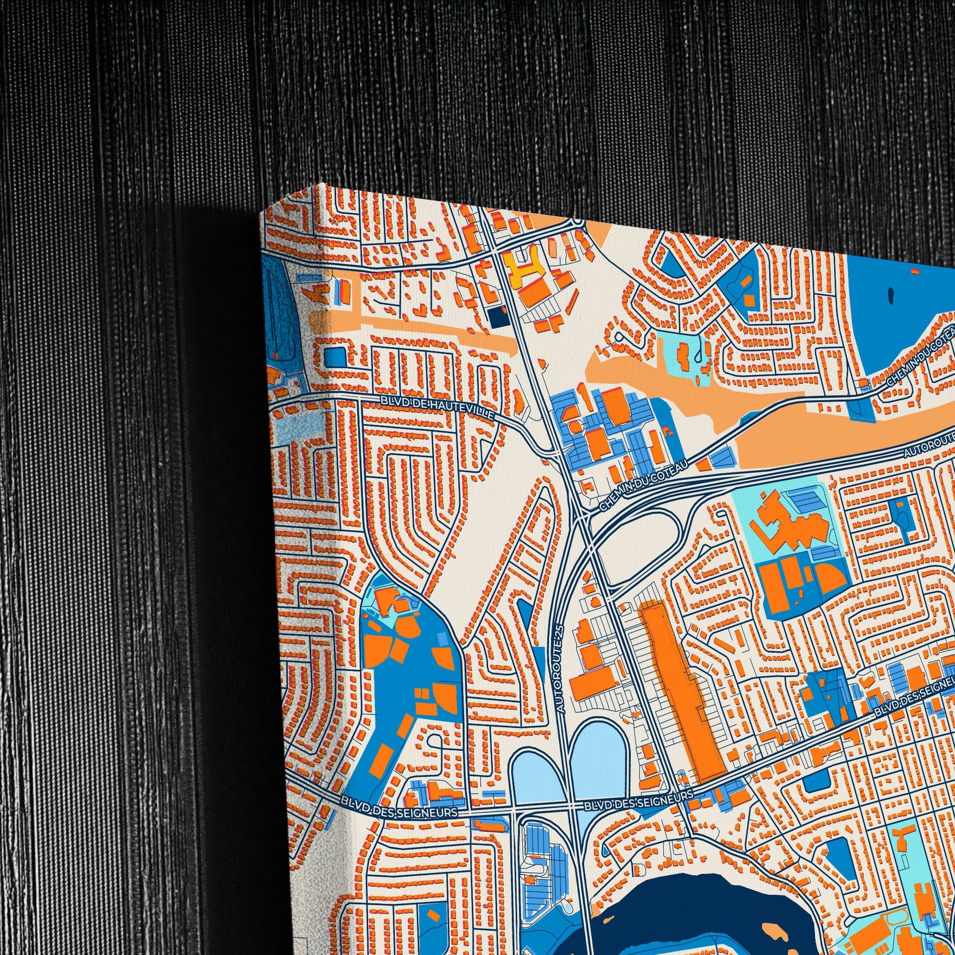 Terrebonne Canada Colorful City Map Canvas Print Detail